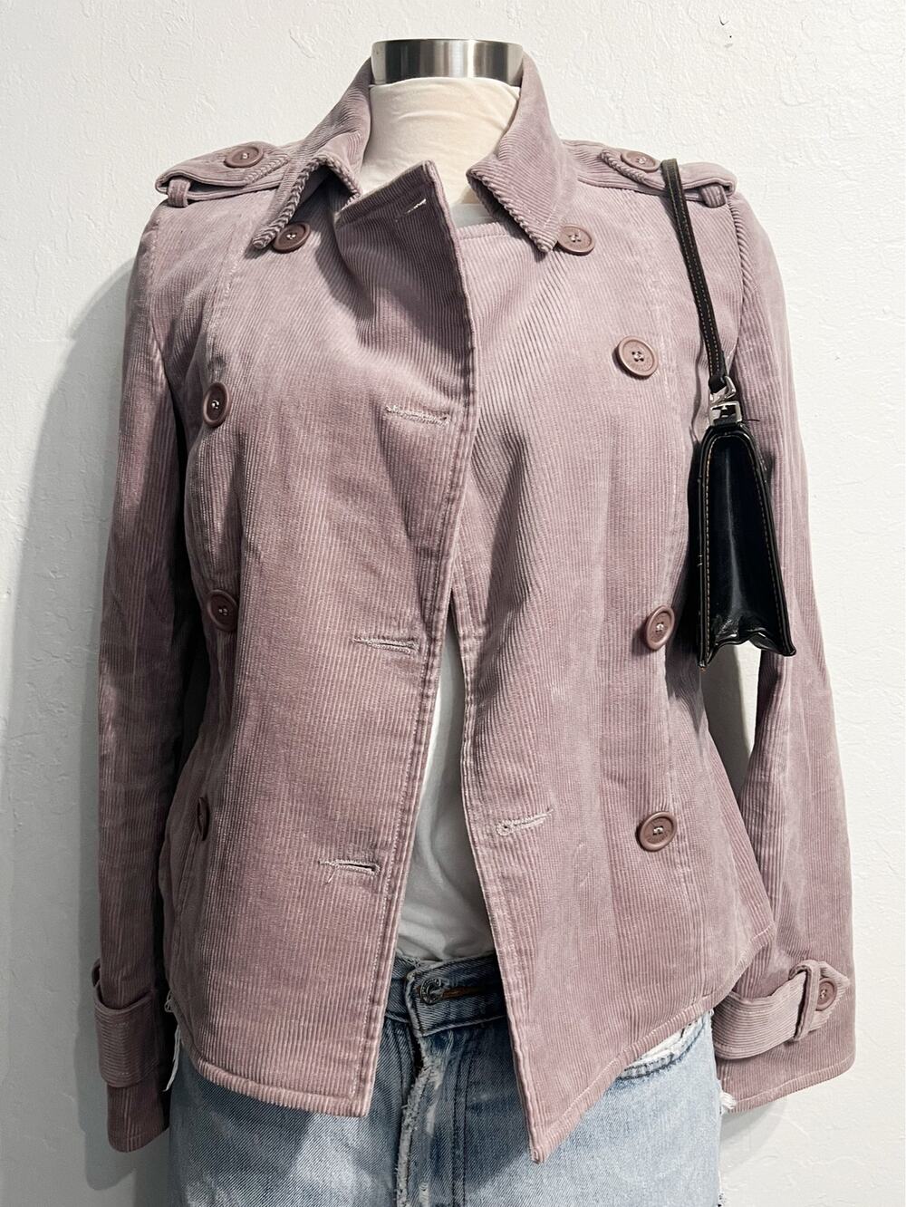 VTG Juicy Couture Peacoat Jacket Medium Corduroy Lavender Y2K 2000s